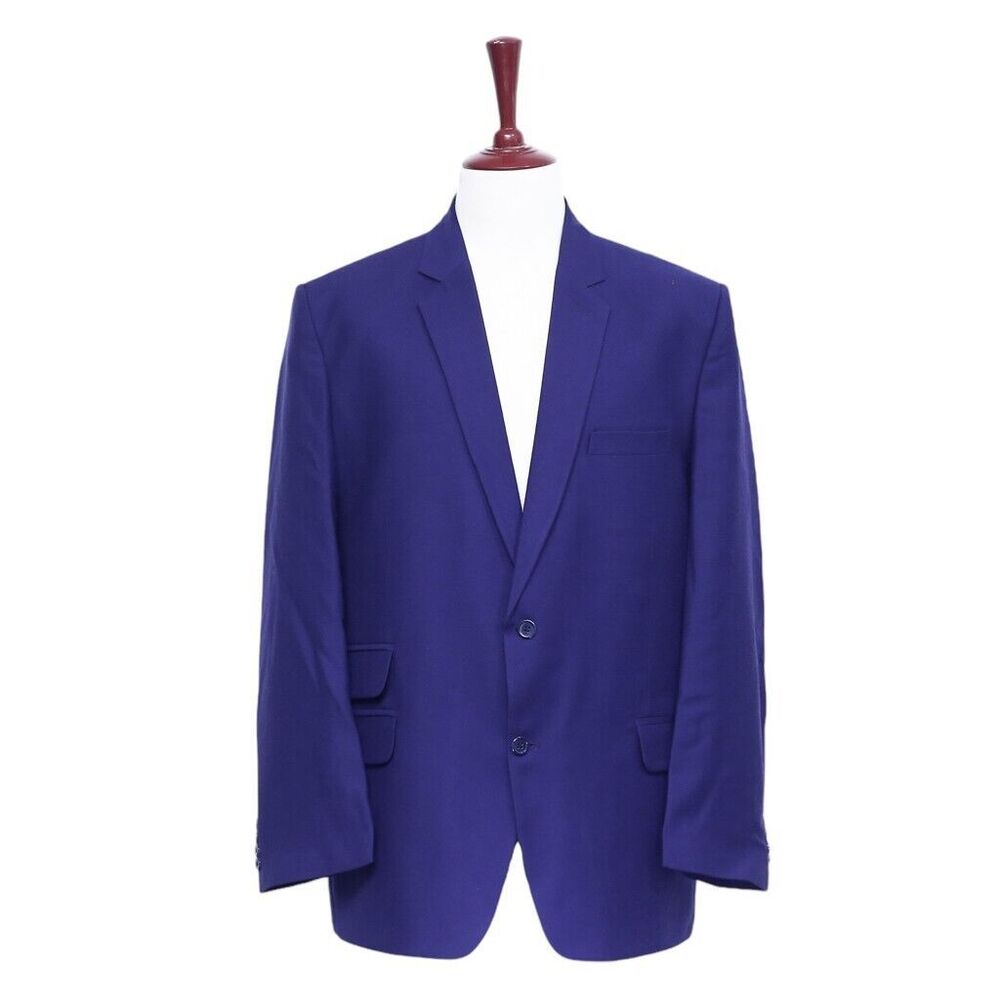 Mens Blazer Purple 100% Wool Lined Formal Party Jacket Wedding Sport Coat 46R
